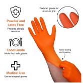 Disposable Nitrile Powder Free Orange Medical Grade Gloves - 6 mil, Large